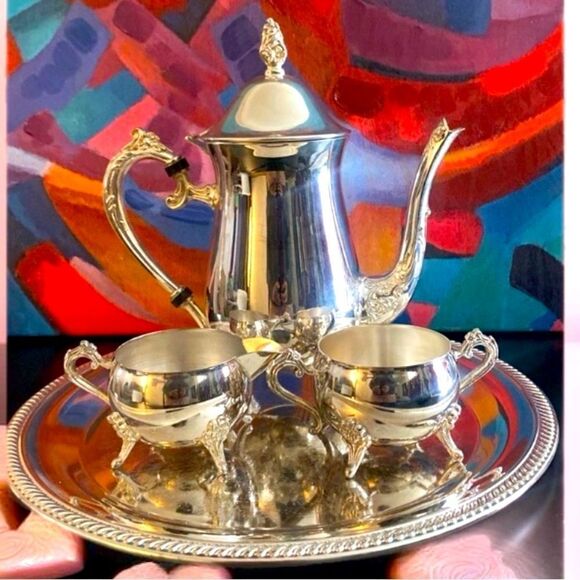 4 Piece Silver Plated Vintage Tea Set - Picture 1 of 4